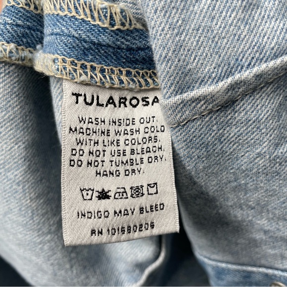 Tularosa Zoe Denim Dress Button Down V-Neckline Sleeveless Western - Picture 12 of 13